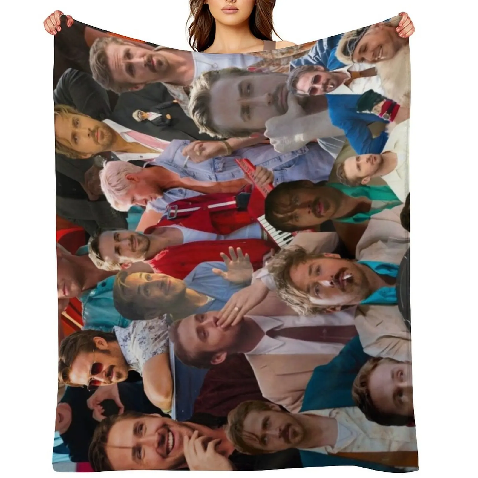 

Ryan Gosling Collage Throw Blanket Single Bed Shaggy Sofas Blankets