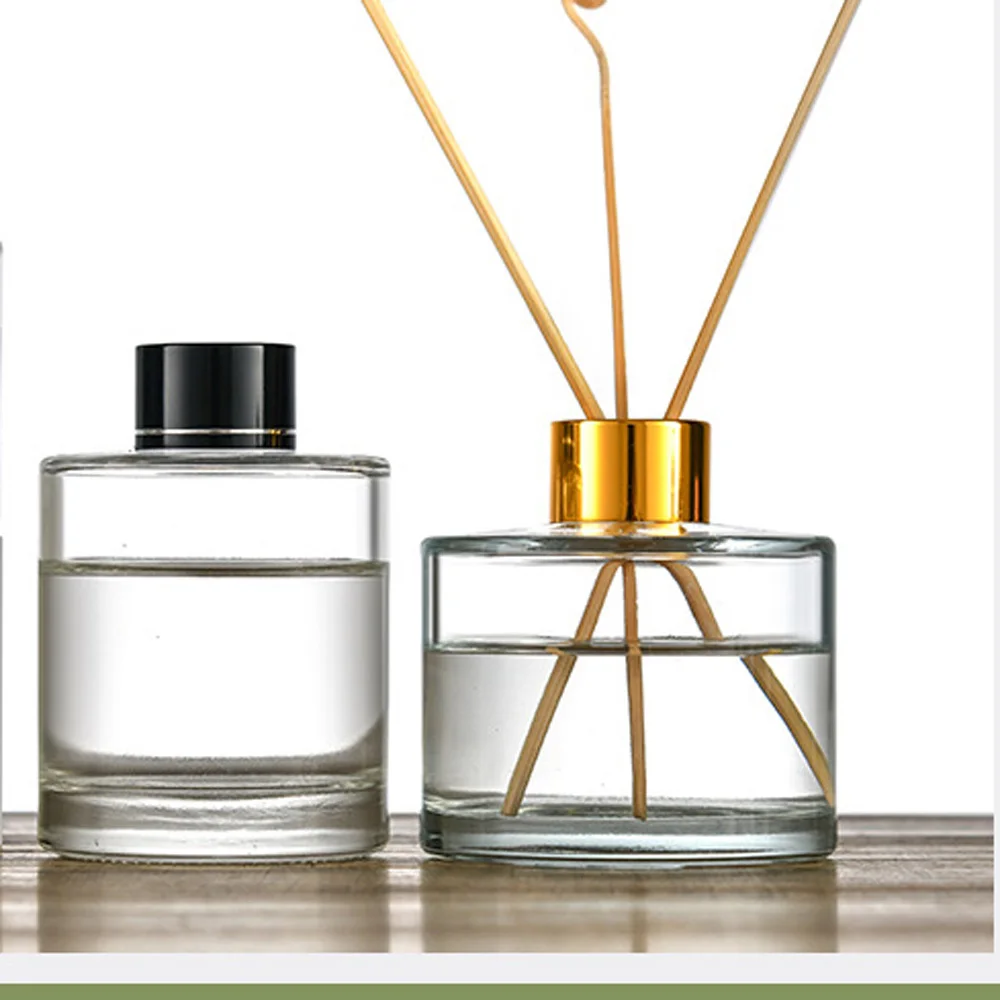 

100ml&200ml empty round shape Fragrance glass diffuser bottle&Aromatherapy bottles with alumite circle and plactic lids