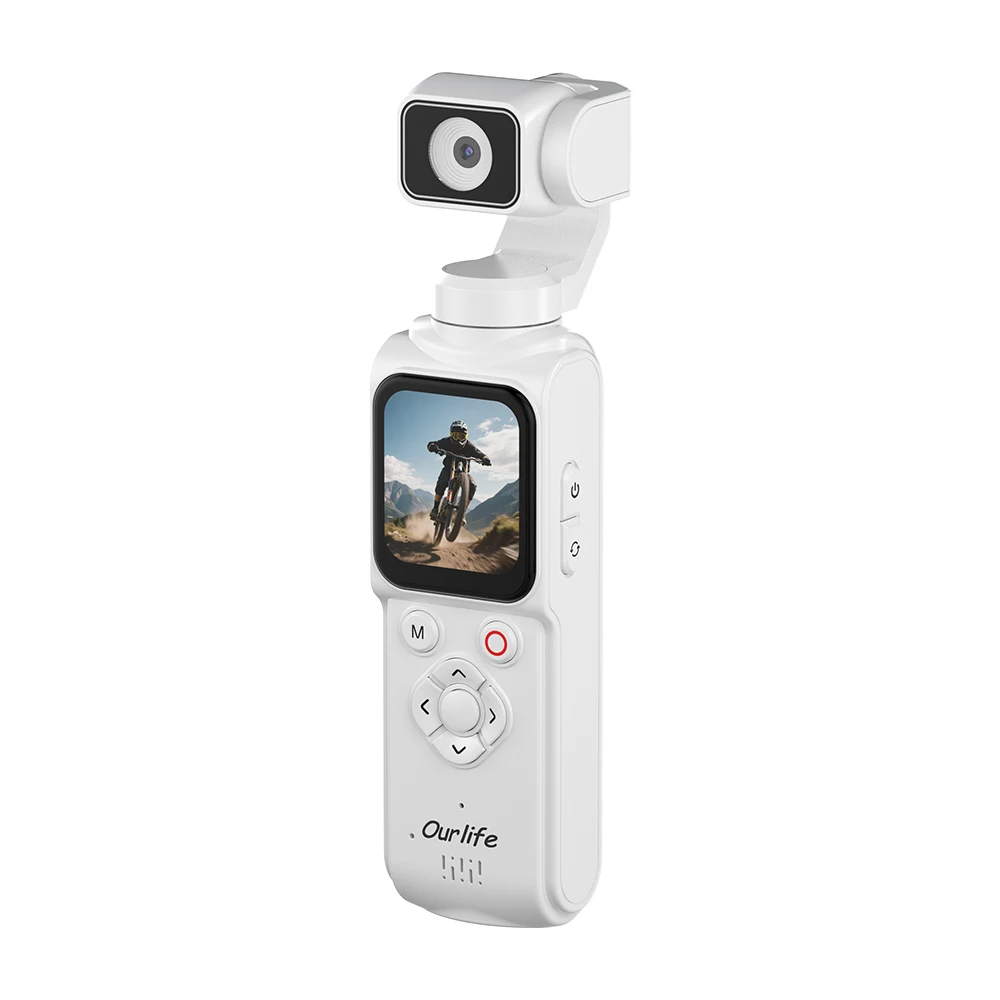 Ourlife 4K Pocket Gimbal Kamera Handgehaltener Stabilisierter Camcorder 75MP 330 °   Auto-Tracking Rotations-Actionkamera mit 1,7-Zoll-Touchscreen