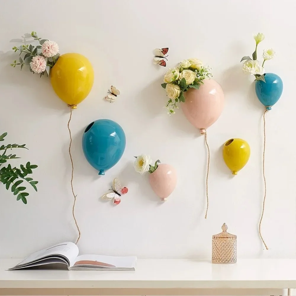 Wall-mounted Ceramic Vase Balloon Vase Creative Flower Arrangement Accessories Living Room Home Decoration Wall Decoration