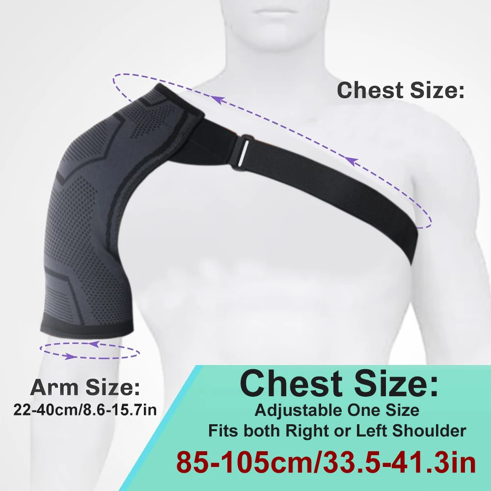 Shoulder Brace 1PC - Rotator Cuff & AC Joint Support, Adjustable Compression Sleeve for Pain Relief (Fits Left/Right Arm)