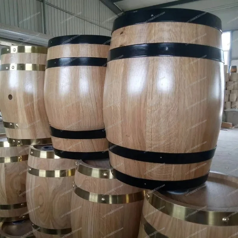 Wholesale Oak Barrel for Baijiu Beer and Wine with Pine Liner Household Decorative Storage Barrel
