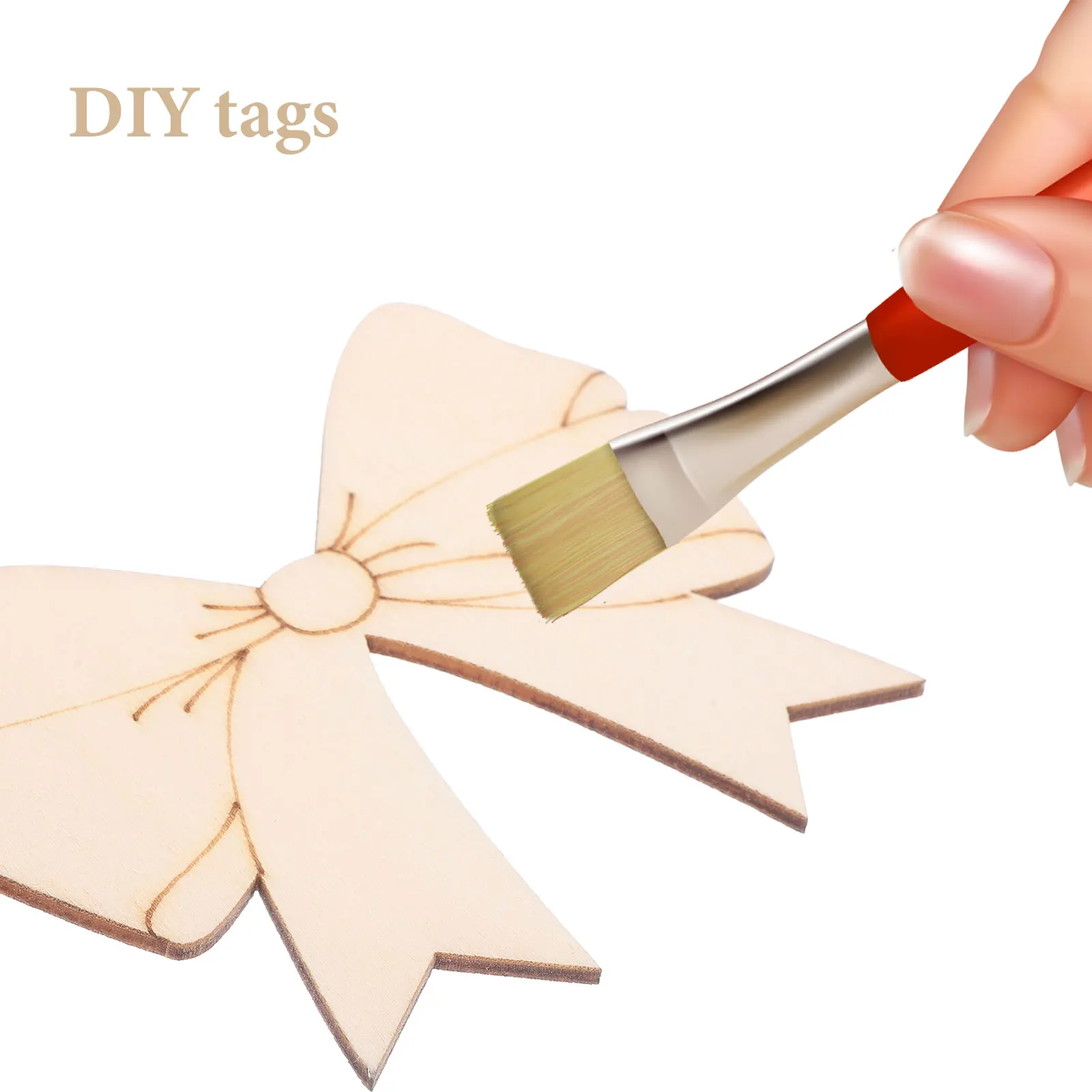 

10pcs Wooden Bowknot Cutouts Unfinished Wood Crafts For Diy Home Party Wedding Decorations Blank Carving Hanging Craft Supplies