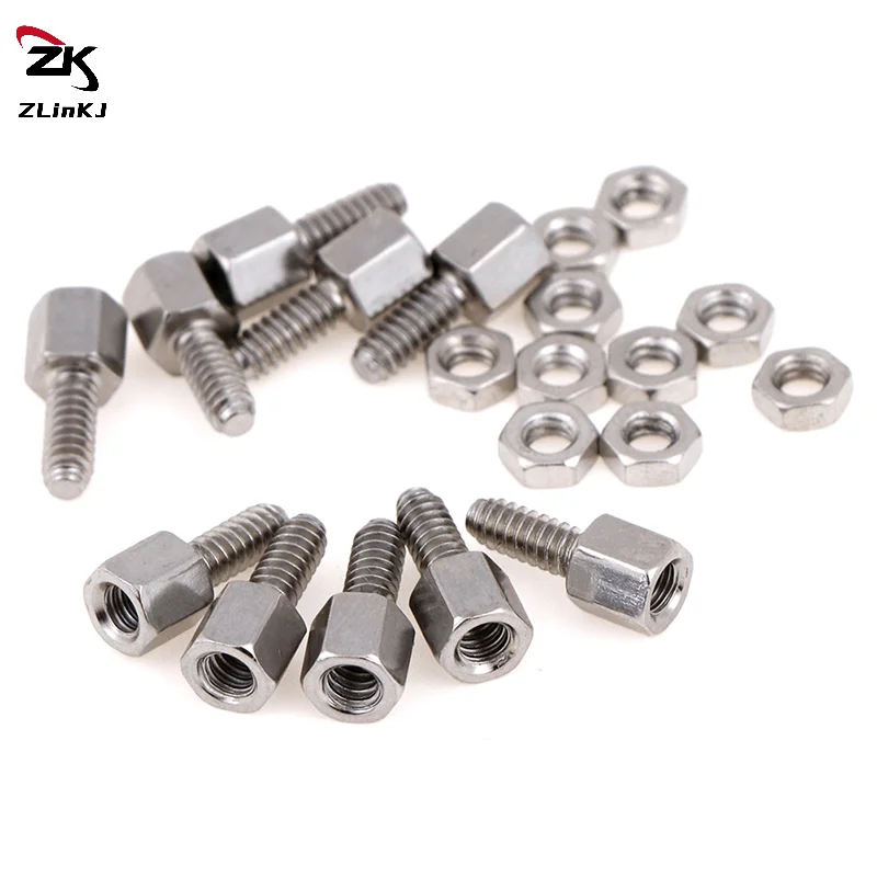 10 セット スタッドボルト & ナットネジ 5+7 mm ヘッダー プレート ブラケット D-Sub VGA シリアル メタル スクリュー ナット コネクタ
