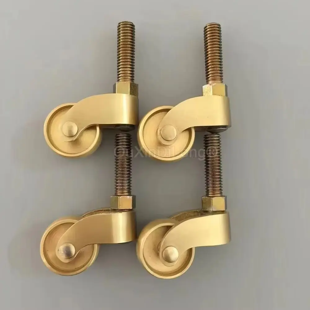 4PCS 1'' Solid Brass Casters M8 Table Chair Sofa Couch Cabinet Feet Castors 360° Swivel Wheels Smoothly Moving Furniture Rollers