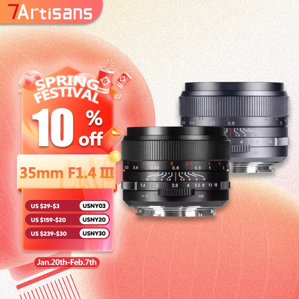 

7artisans 35mm F1.4 III Full Frame Large Aperture Camera Lens for Portrait Photography with Sony E A7RIII Nikon Z50 Canon R L