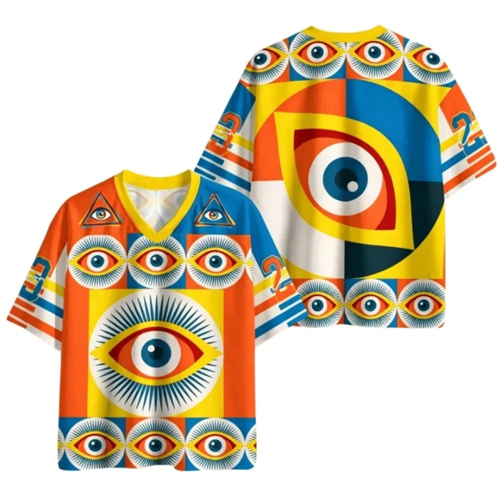 Retro Japanese Cat Patterns Sport Quickdry Breatha 3D Print Men V-Neck T-Shirt Street Fashion Hip-Hop Y2K Parent-child Clothing