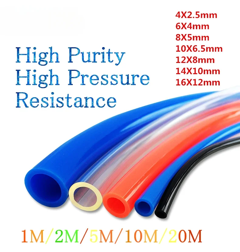 High-quality Pneumatic Hose for Air Components, 1M/2M/5M/10M/20M Lengths, 4mm 6mm 8mm 10mm 12mm Polyurethane Tubing