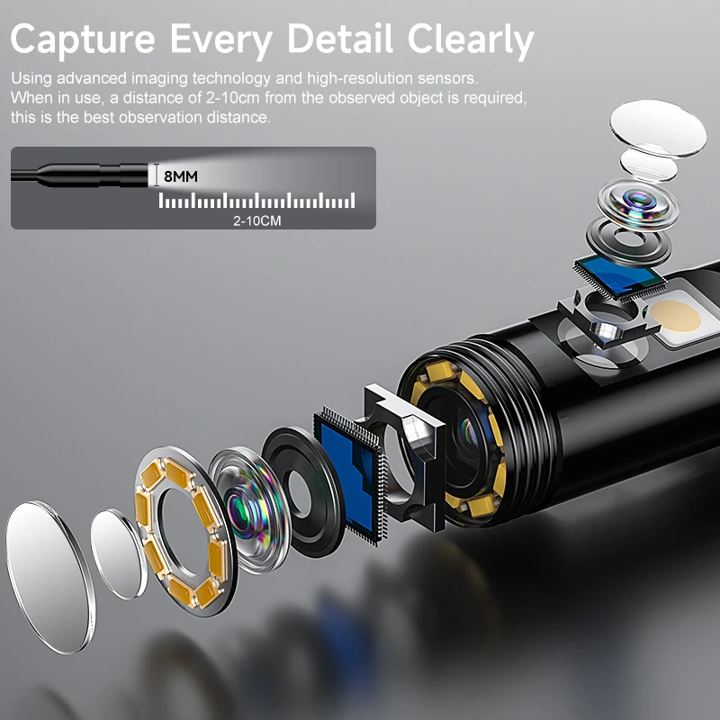 المنظار المزدوج فحص السيارات Borescope 4.3 ''IPS شاشة كاميرا سباكة مقاومة للماء HD1080P 8 مللي متر مسبار مع تخزين أسود