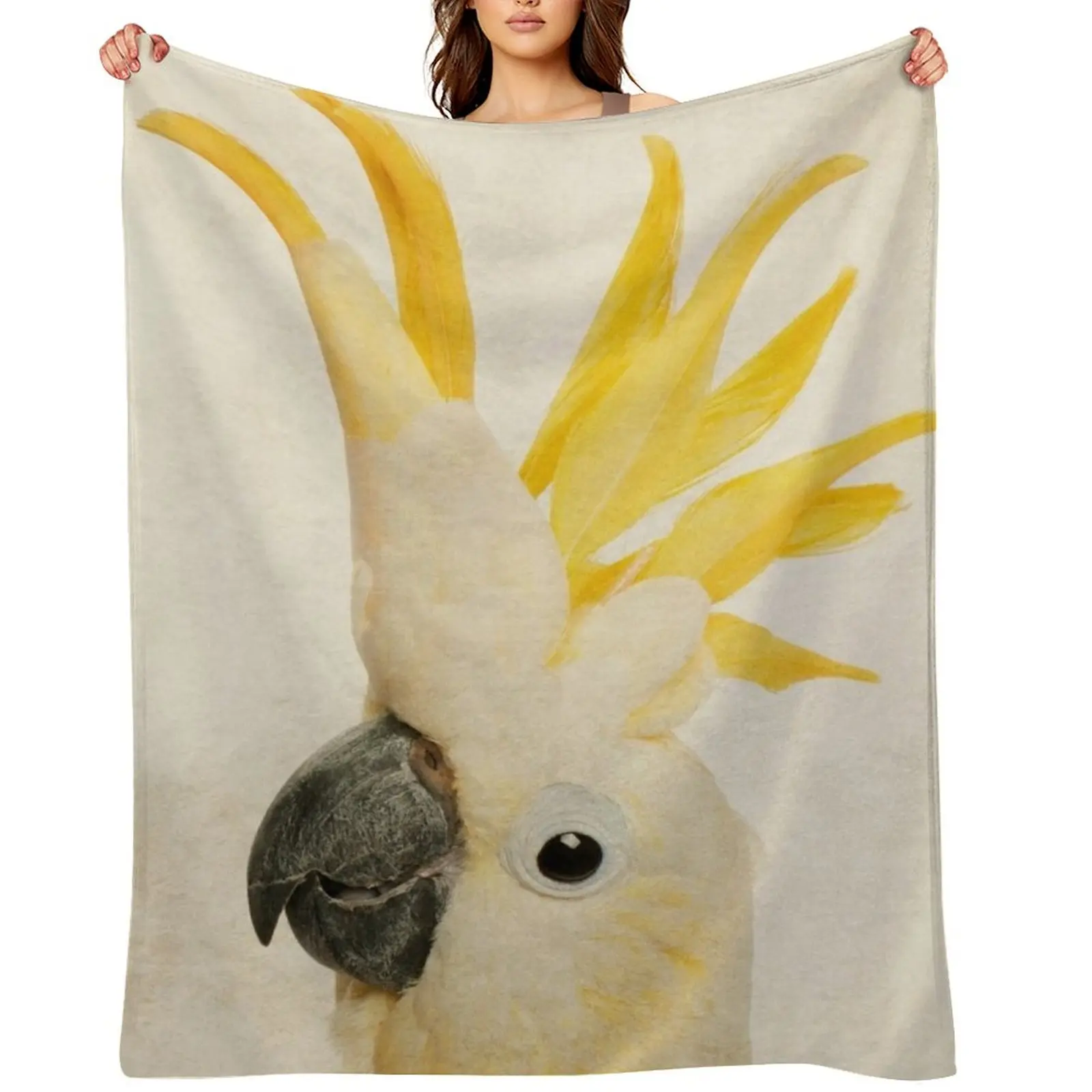 

Sulphur Crested Cockatoo, Exotic Bird Portrait Art Throw Blanket Polar Summer decorative Plaid on the sofa Blankets