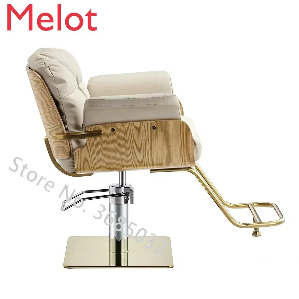 Chaise de salon de coiffure à pied doré, chaise de barbier dédiée, tabouret de salon de beauté, style américain, tendance, chaise élévatrice, North Pink