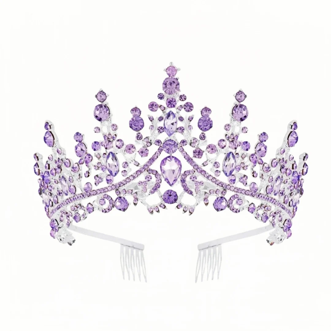 Baroque Rhinestones Birthday Crown Tiara Headbands Happy Birthday Party Decoration Bride's Wedding Headpiece Party image 5