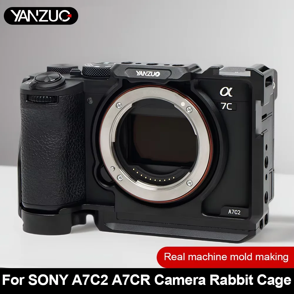 YANZUO 1/4 Hole Cameras Cage Quick Release Stabilizer Camera Metal Protective Frame for SONY A7C2 A7CR Camera Rabbit Cage Kit