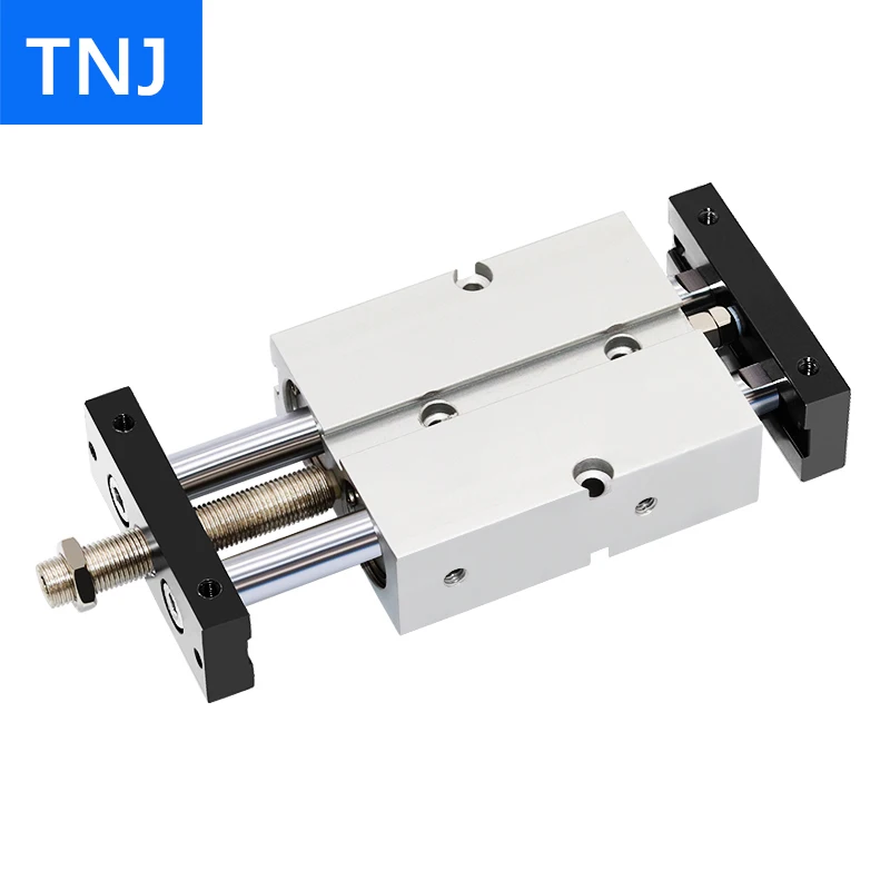 TN10/16/20/25/32 mm Bore 20/30/40/50/75/100 mm Stroke Pneumatic Double Shaft Double Rod TNJ Adjustable Stroke Cylinder