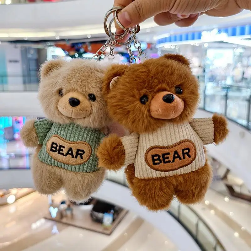 

Cute English Clothing Little Bear Plush Doll Keychain Pendant Backpack Hangings Decoration Gifts