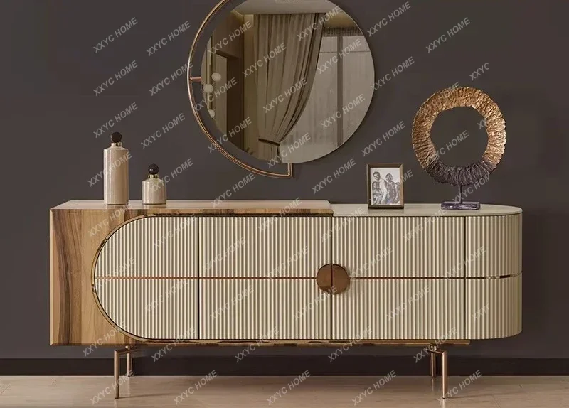Light luxury door cabinet living room creative engraving side cabinet
