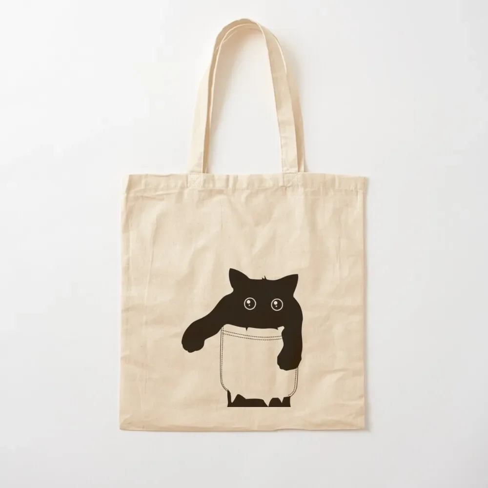 

Hang loose black cat pocket art Classic Tote Bag canvas tote men cute pouch