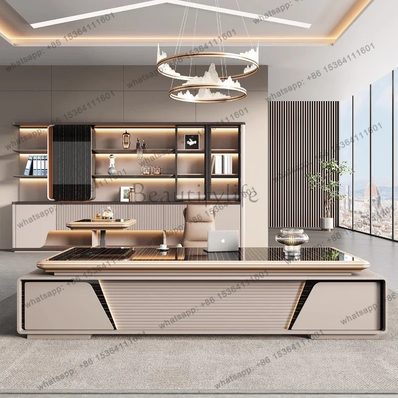 office Table and chair combination simple and modern manager office desk Computer drawer storage mesa para computador furniture