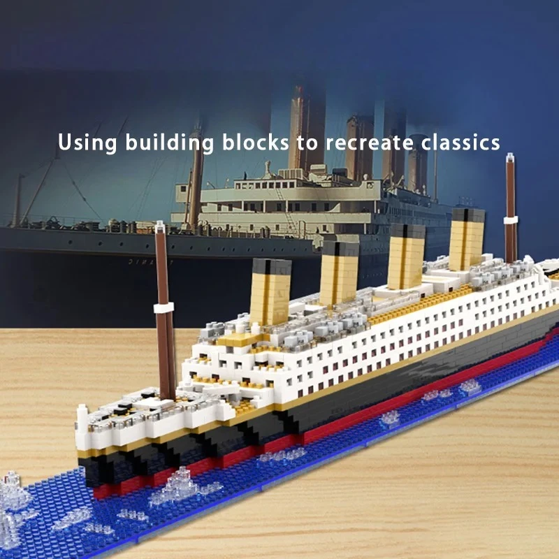 

Micro particle building block assembly toy for Titanic giant male and female puzzle cruise ship model children's toy