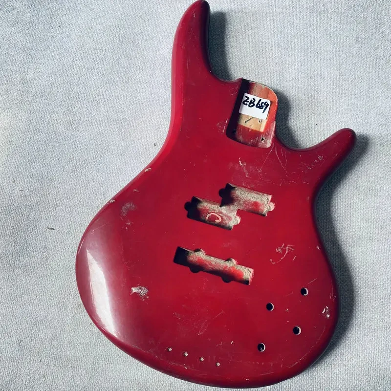 EB689 Red Color PJB Bass Unfinished Active Pickups Electric Bass Body 4 or 5 String Version for Replace with Damages