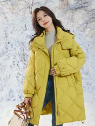 2024 New Winter Jackets for Women Coats Down Female Thickened Loose Warm Outerwears Quilted Simple Hooded Women's Down Jacket