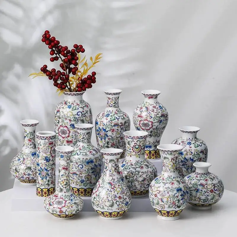 Blue and White Porcelain Art Enamel Ceramic Small Flower Ware, Office Crafts 