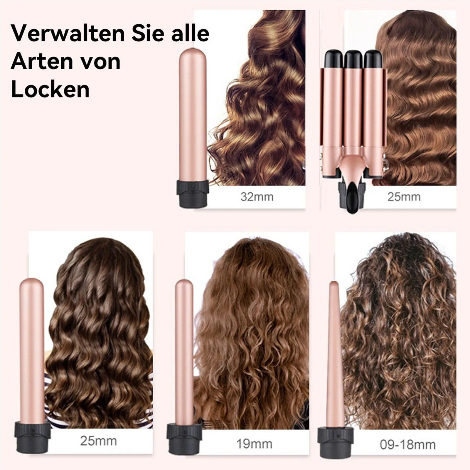 Ceramic Curling Iron for Daily Styling Women Professional 5 in 1 Hair Curler LCD Display Fast Heat Up Wand Tool
