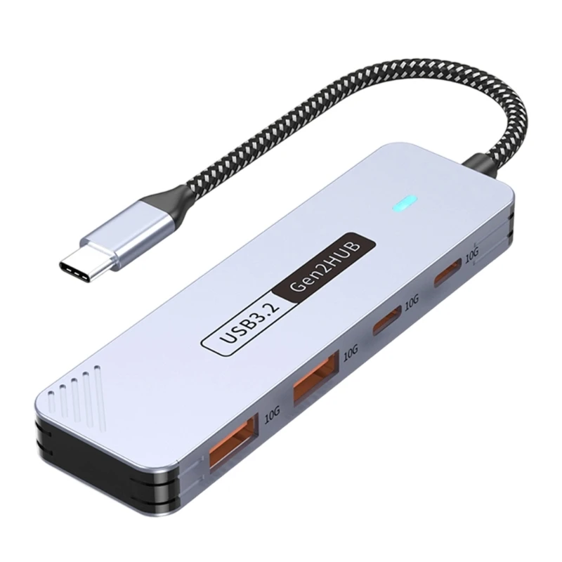 G6DD Aluminum 10Gbps USB C Docking Station Type C Splitter 2x Type C+2x USB Notebook Laptop Accessories Dock Data Transfer