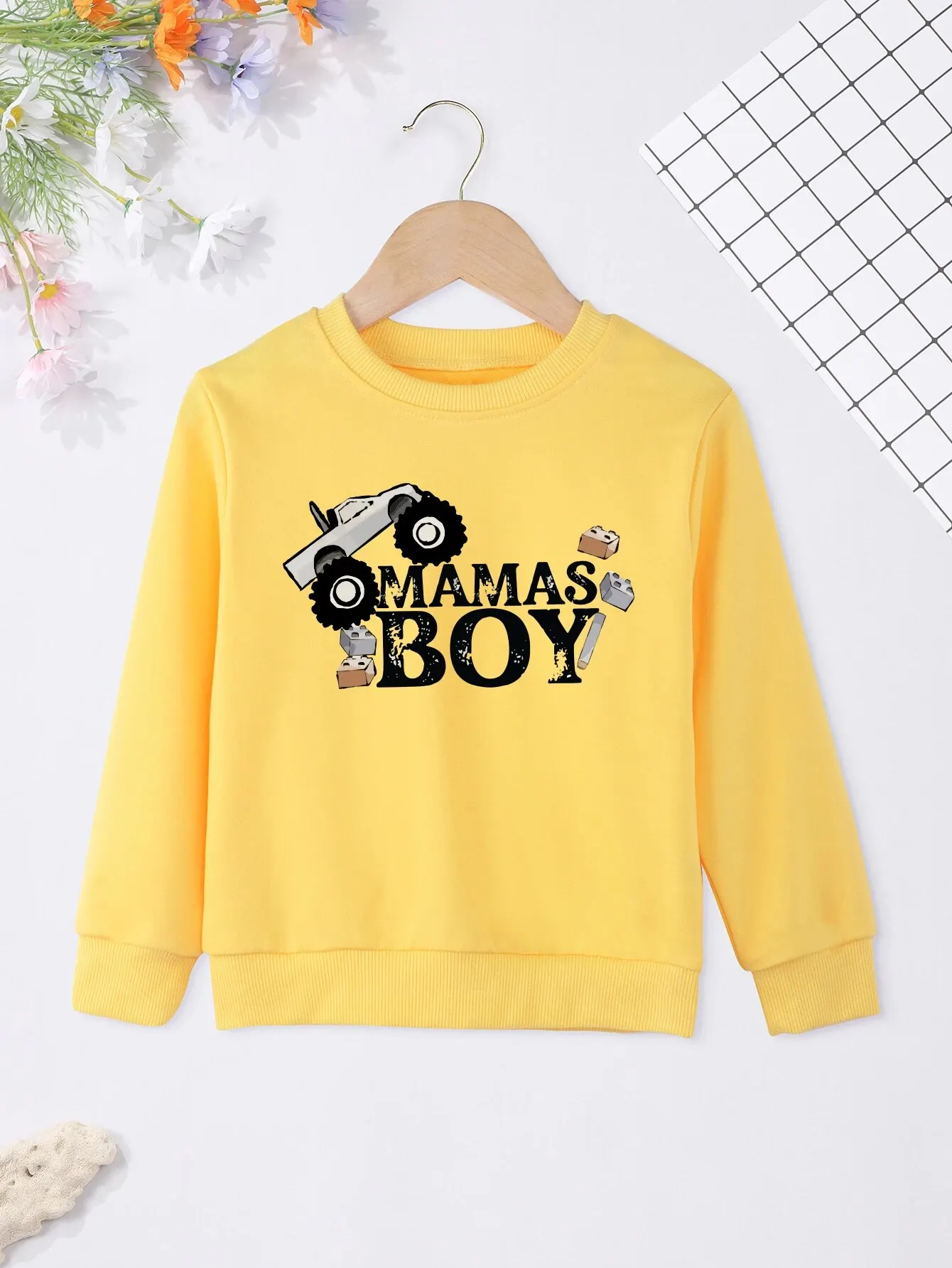 Mama's Boy Sweatshirt Monster Truck Print Hipster Streetwear Kids Clothes Spring Autumn Urban Casual Kids Hoodies Dropshipping