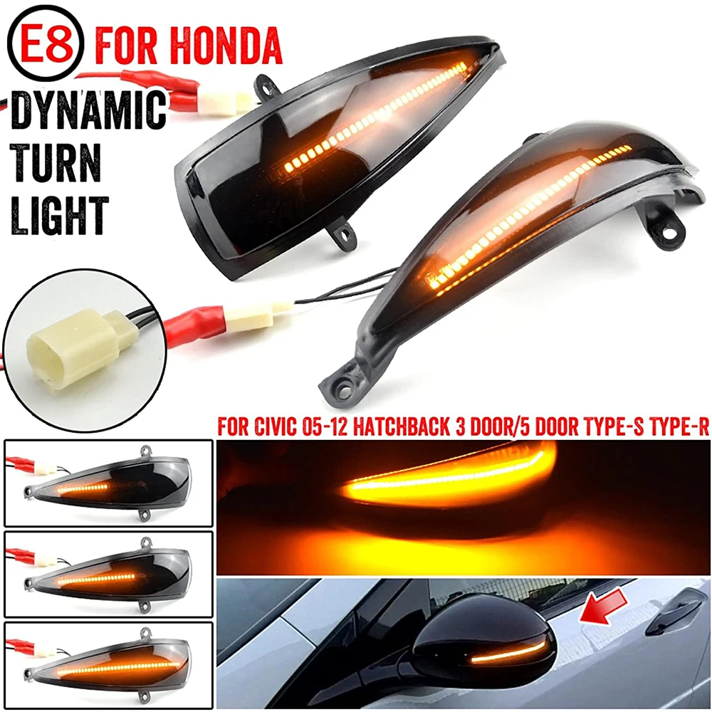 

2X Rear Mirror Dynamic Turn Signal Lights for Honda Civic Hatchback 3 door/5 door Type-S Type-R Side Mirror Sequential Blinker