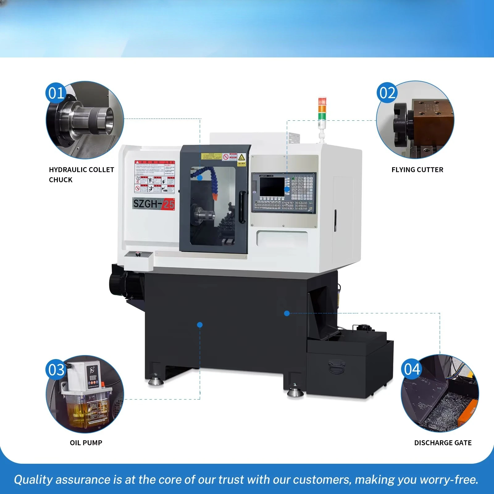 SZGH-25 Precision Slanting Bed Cnc Lathe Machine Auto Feeder Torno Cnc Machinery Industrial Metal Cnc Lathe Machine