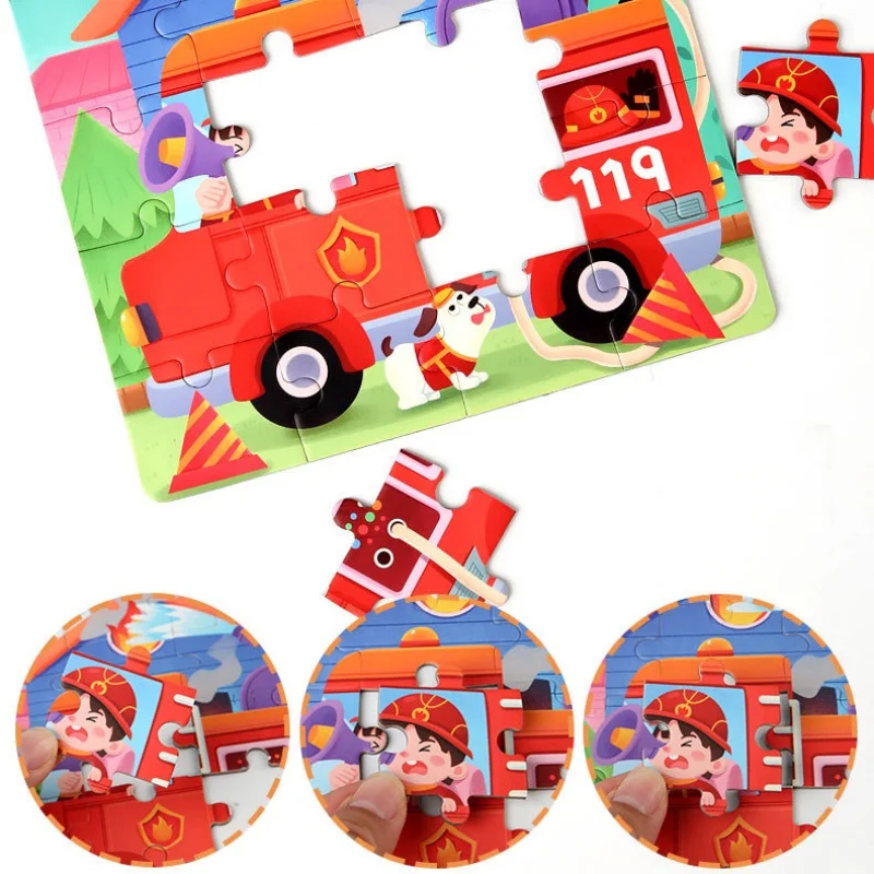 어린이 휴대용 자석 나무 퍼즐 만화 패턴 바쁜 조용한 책 직소 퍼즐 게임 키즈 몬테소리 교육용 장난감