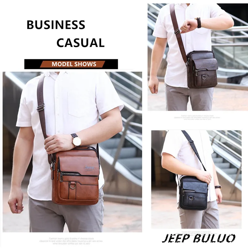 Imagem -03 - Jeep Buluo Marca de Luxo Grande Capacidade dos Homens Crossbody Bolsas do Mensageiro Negócios Bolsa Casual Masculino Divisor Couro Bolsa Ombro