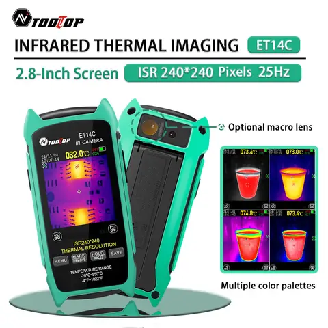 TOOLTOP 휴대용 열화상 카메라 옵션 매크로 렌즈 -20~550 ℃   열화상 카메라 교체 18650 적외선 카메라 HVAC 파이프 테스트