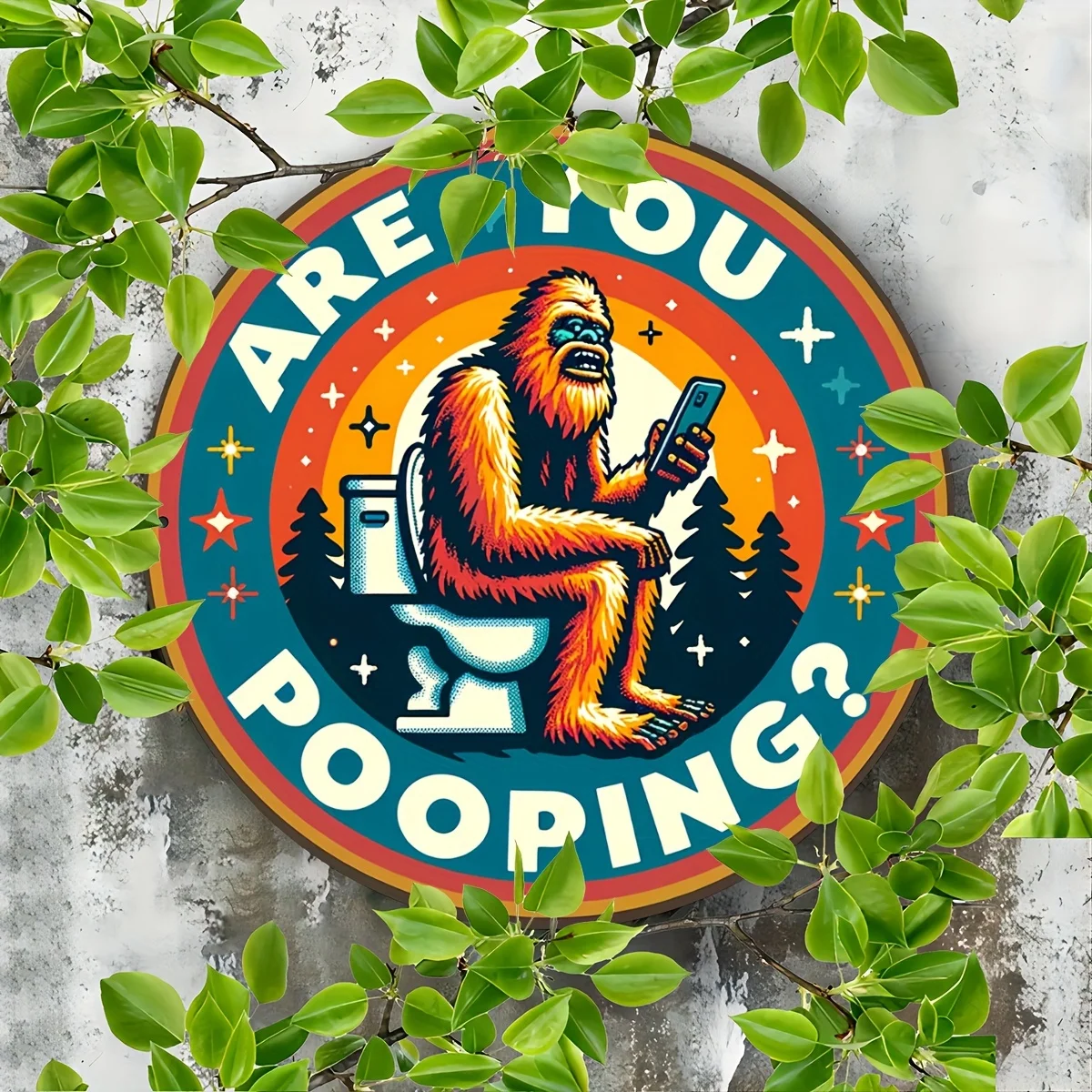 1pc of a 2D Flat Printed Metal Sign Measuring 7.87X7.87inch Featuring a Vintage Cute Animal Design with The Phrase 'Are You Poop