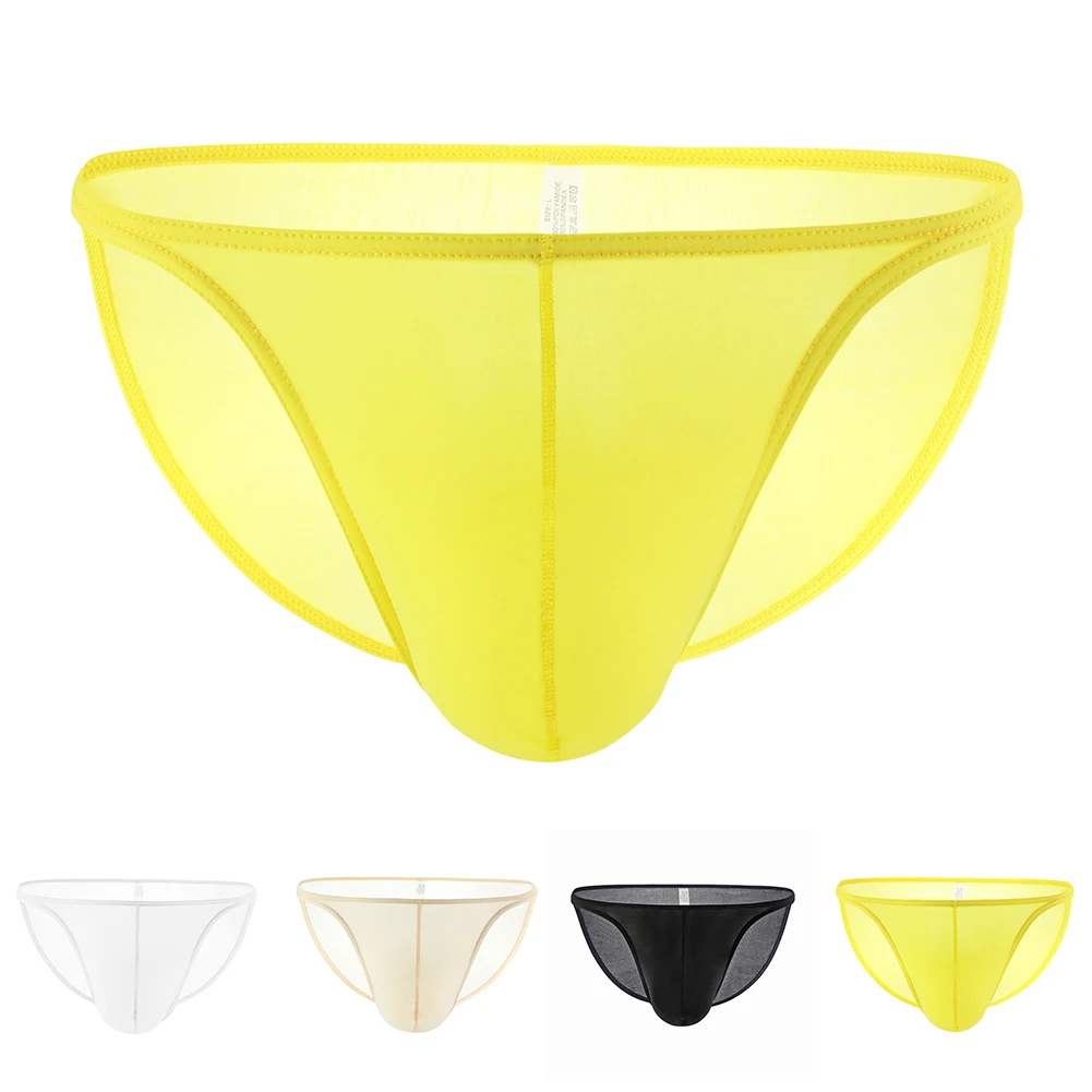 ملابس داخلية منتفخة للرجال، ثونغ شبكي للاستخدام اليومي، ملابس داخلية رفيعة للغاية من نسيج الحرير الجليدي الجديد، خصر منخفض