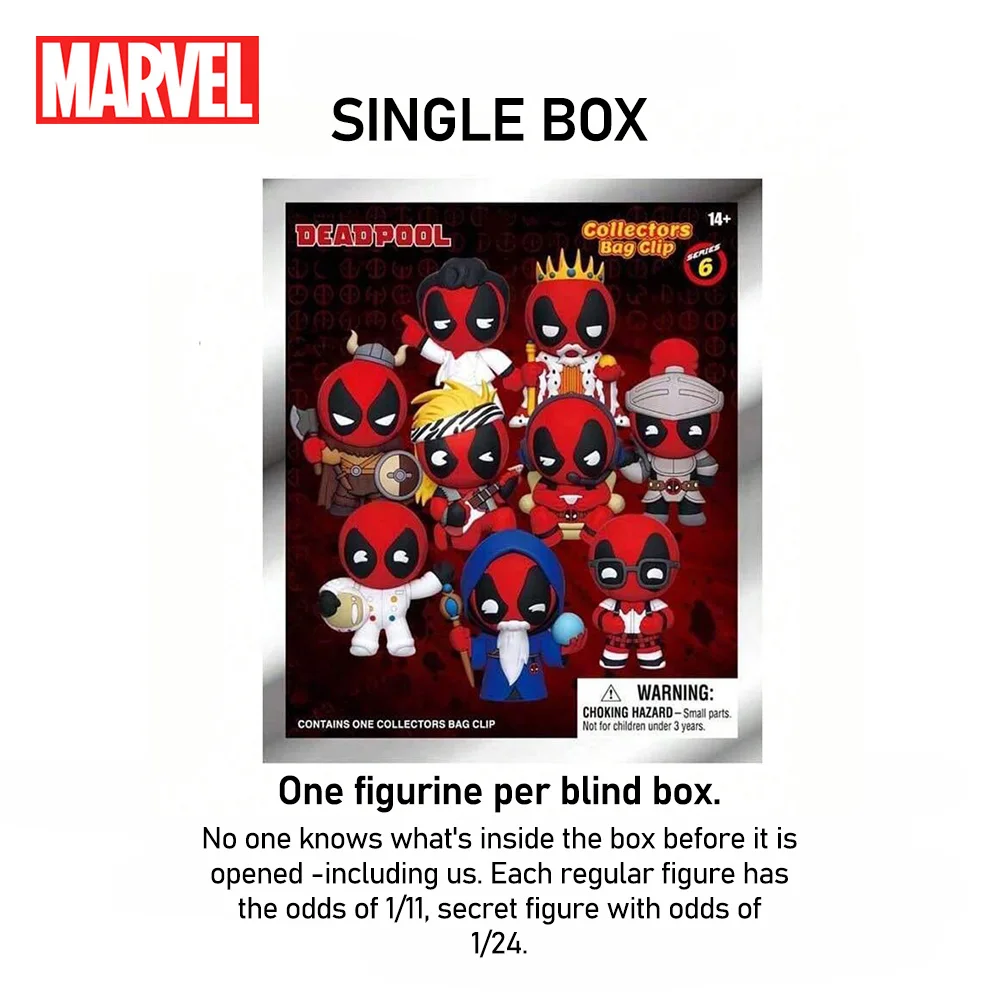 เดดพูล ของสะสมแบบกล่องสุ่มลิขสิทธิ์แท้จากมาร์เวล ฟิกเกอร์ 3 มิติ แบบคลิปหนีบกระเป๋า พวงกุญแจอนิเมะ