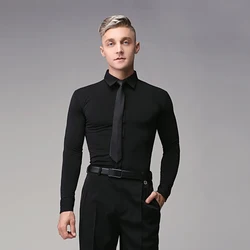 3 Colors Men Latin Dance Competition Shirt Ballroom Modern Tango Samba Latin Top Male Performance Shirts Stage Dancewear SL9592