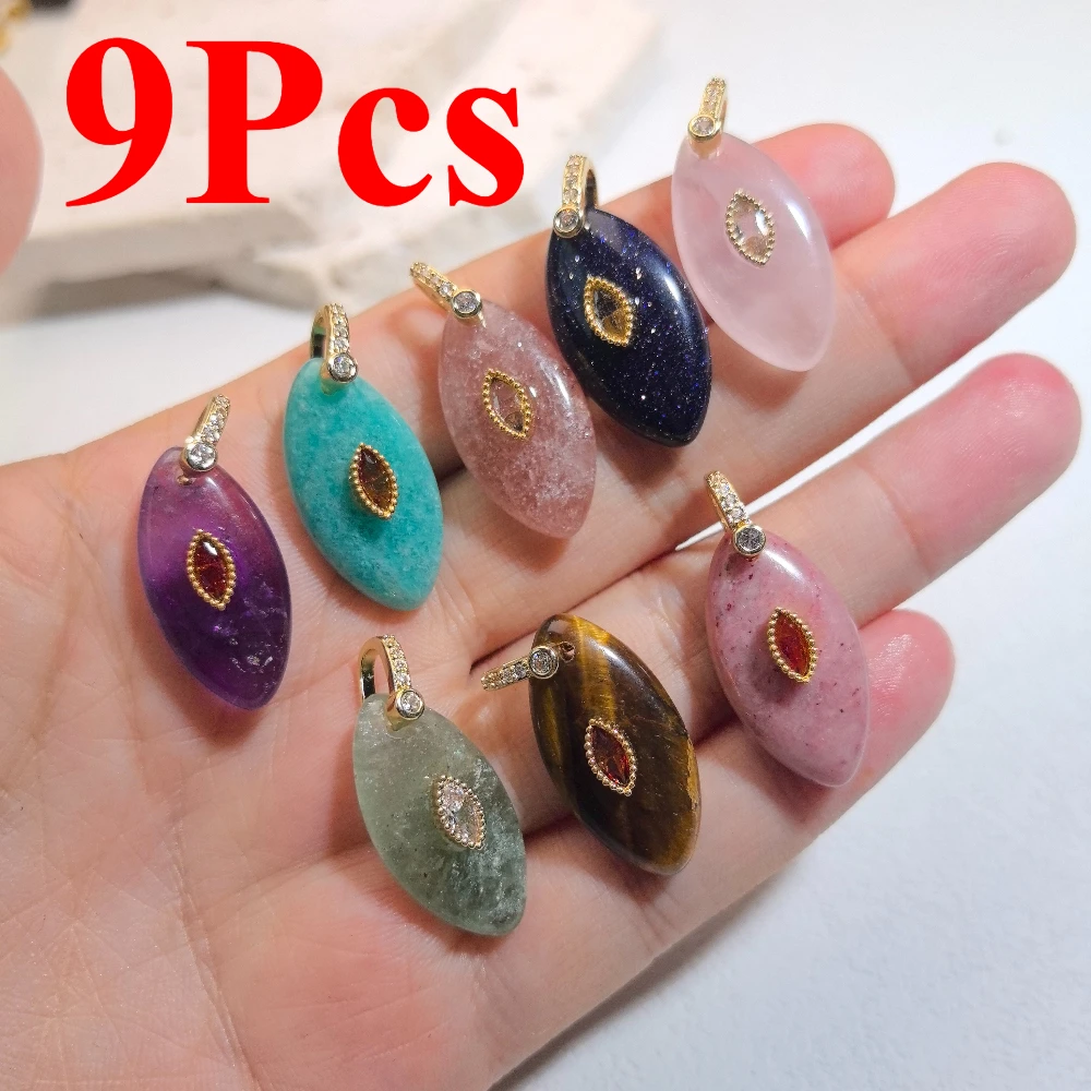 9Pcs Classic Crystal Charms Water Drop Natural Stone Faceted Zircon Pendant for Jewelry Making DIY Earring Necklace Accessories