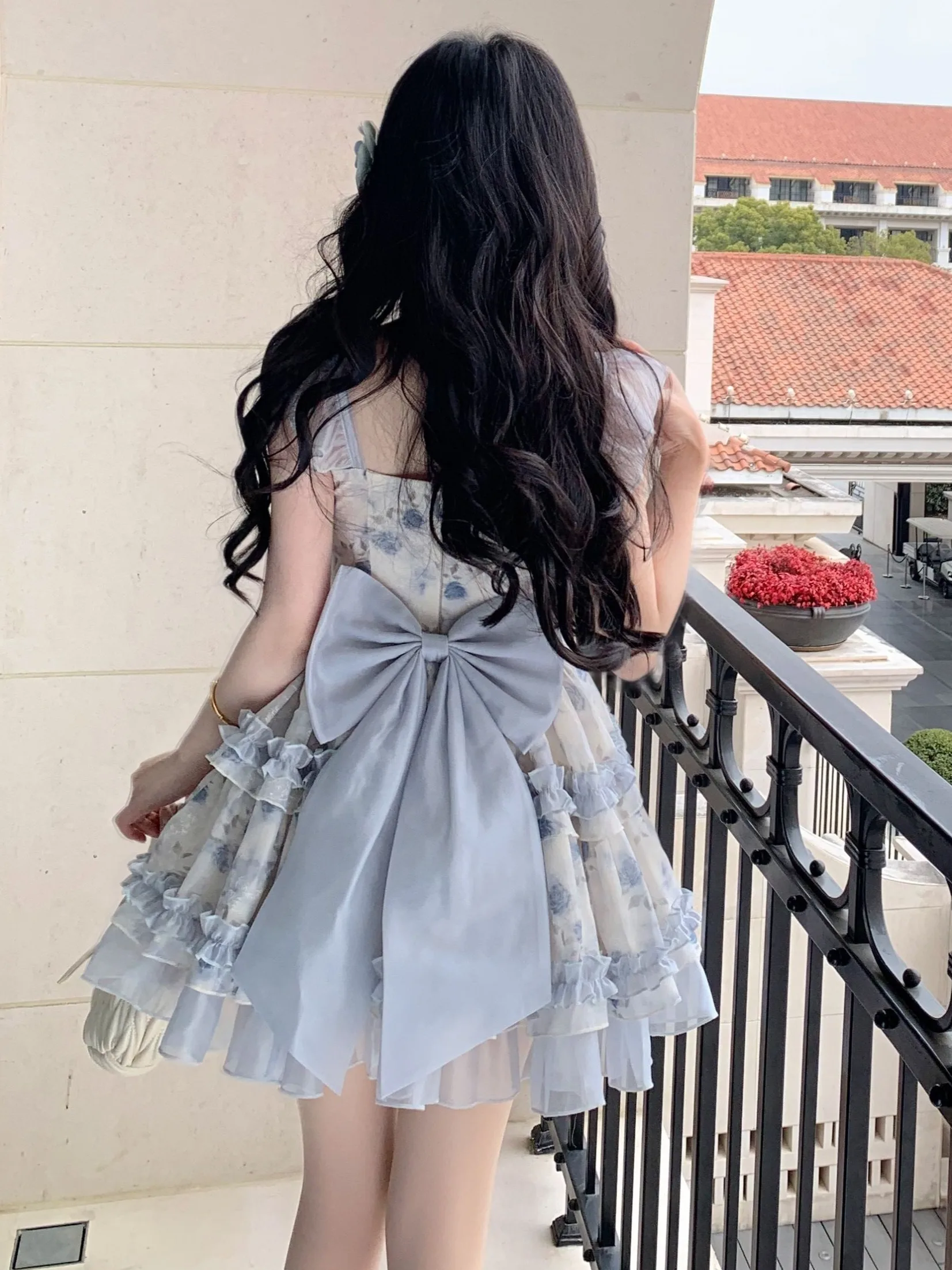 Zomer bloemenprint gezwollen rok Dr dames hoge taille knoop ort stuiterende Princ Cake Sle voor Franse Sle