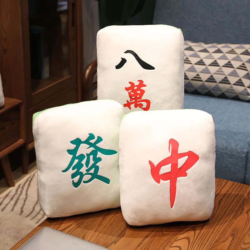 Chinese Mahjong Design Creative Pillow Cushion Plush Toy Car Chair Cushion Mahjong Dice Shape Nap Pillow Sofa Home Decor Gift