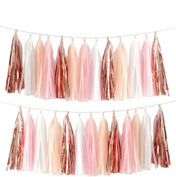 Paper tassel garlands for wedding banner decorations colorful DIY pink gold unicorn birthday party baby shower balloon streamers
