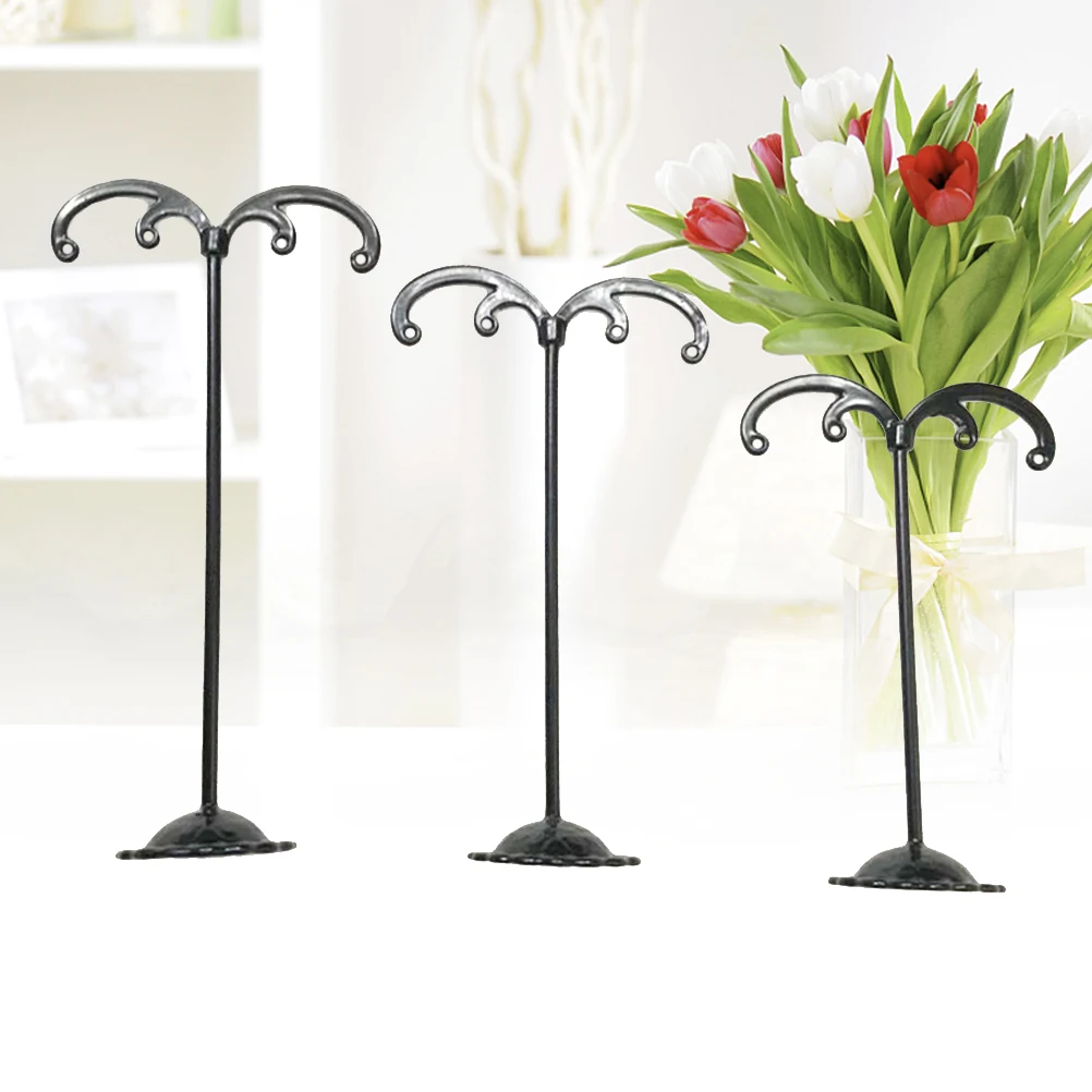 

3pcs Display Stand Lightweight Hollow Base Earrings Organizer Sheep Horn Shaped Jewelry Organizer For Home Store