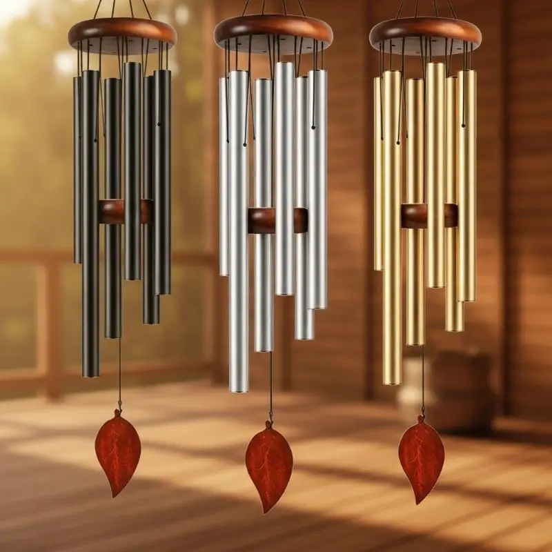 26 Inch Rustproof Aluminum Alloy Wind Chimes with Wooden Tag Soothing Sound Ornament for Patio Garden Home