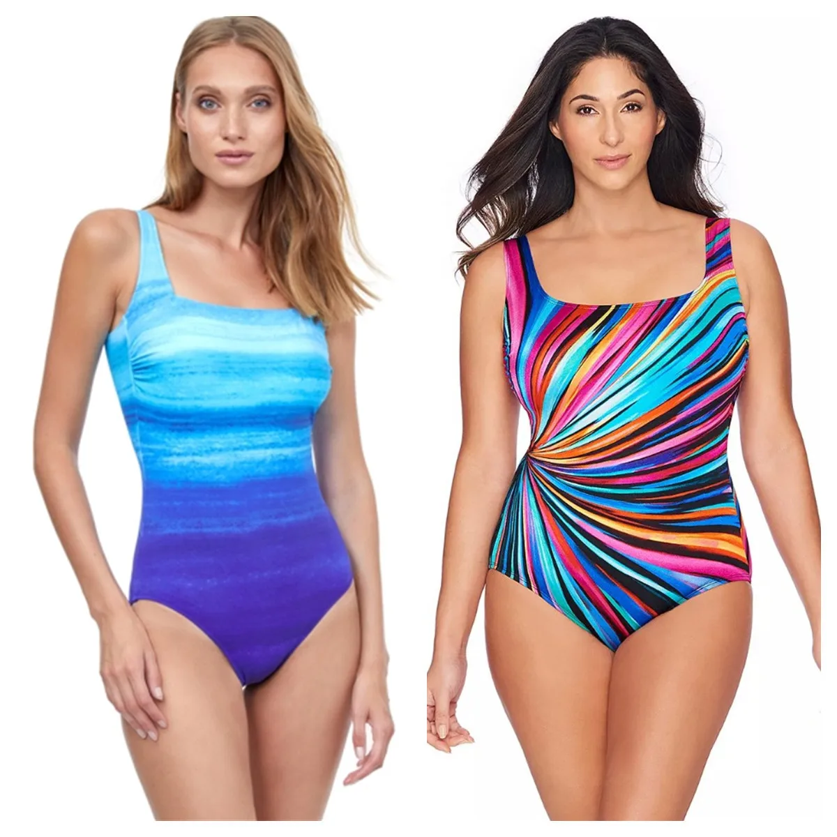

2025 new European and American women's large-size one-piece swimsuit, printed and fattened rainbow swimsuit bikini