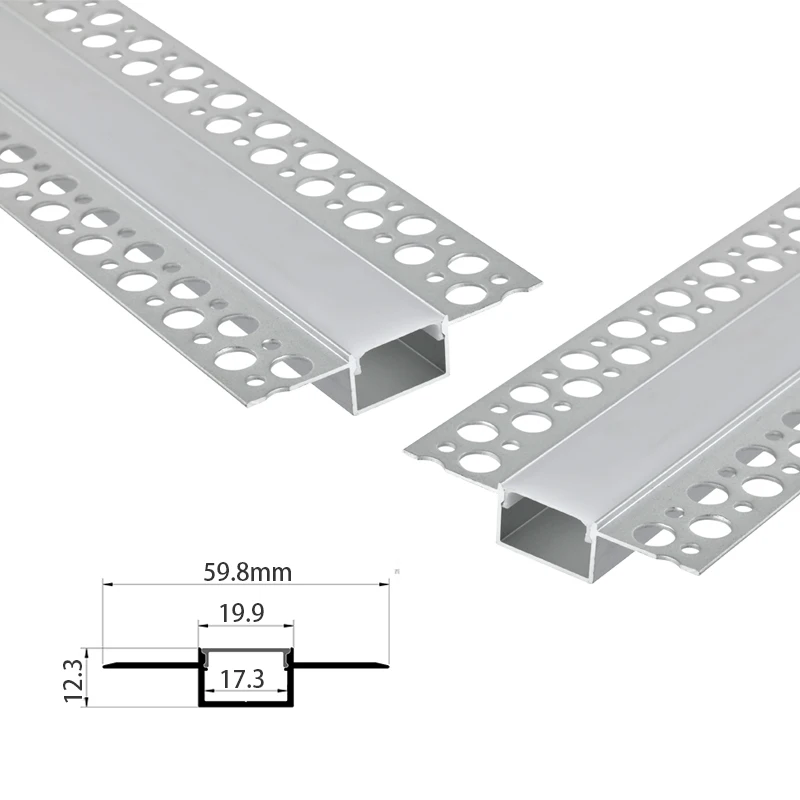 Striscia lineare a soffitto da 59,8x12,3 mm che illumina il profilo in alluminio con canale a LED in gesso