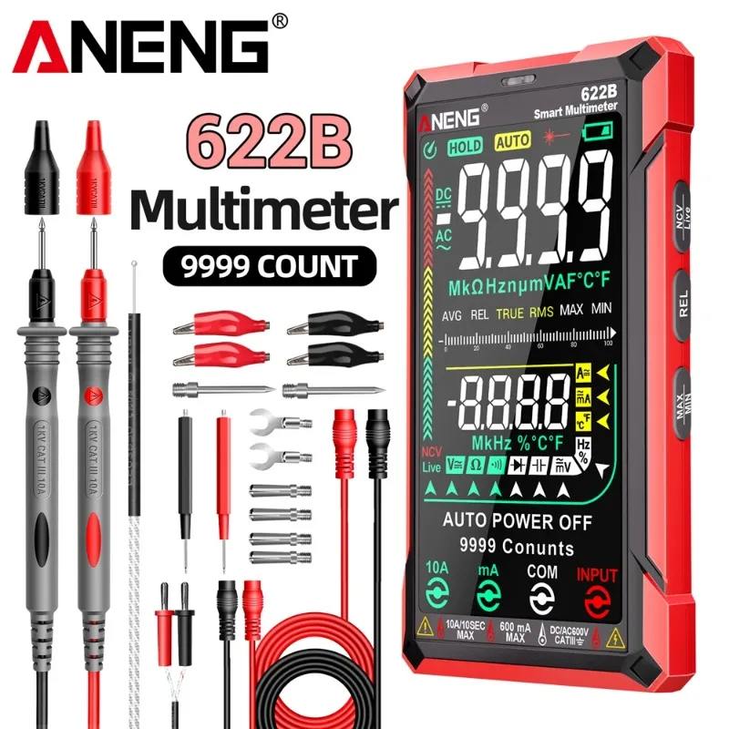 

ANENG 622B Multimeter 9999 Counts Infrared Laser Tester 10A Long Endurance Test NCV Voltage Diode Multitester Meter Analog Tools