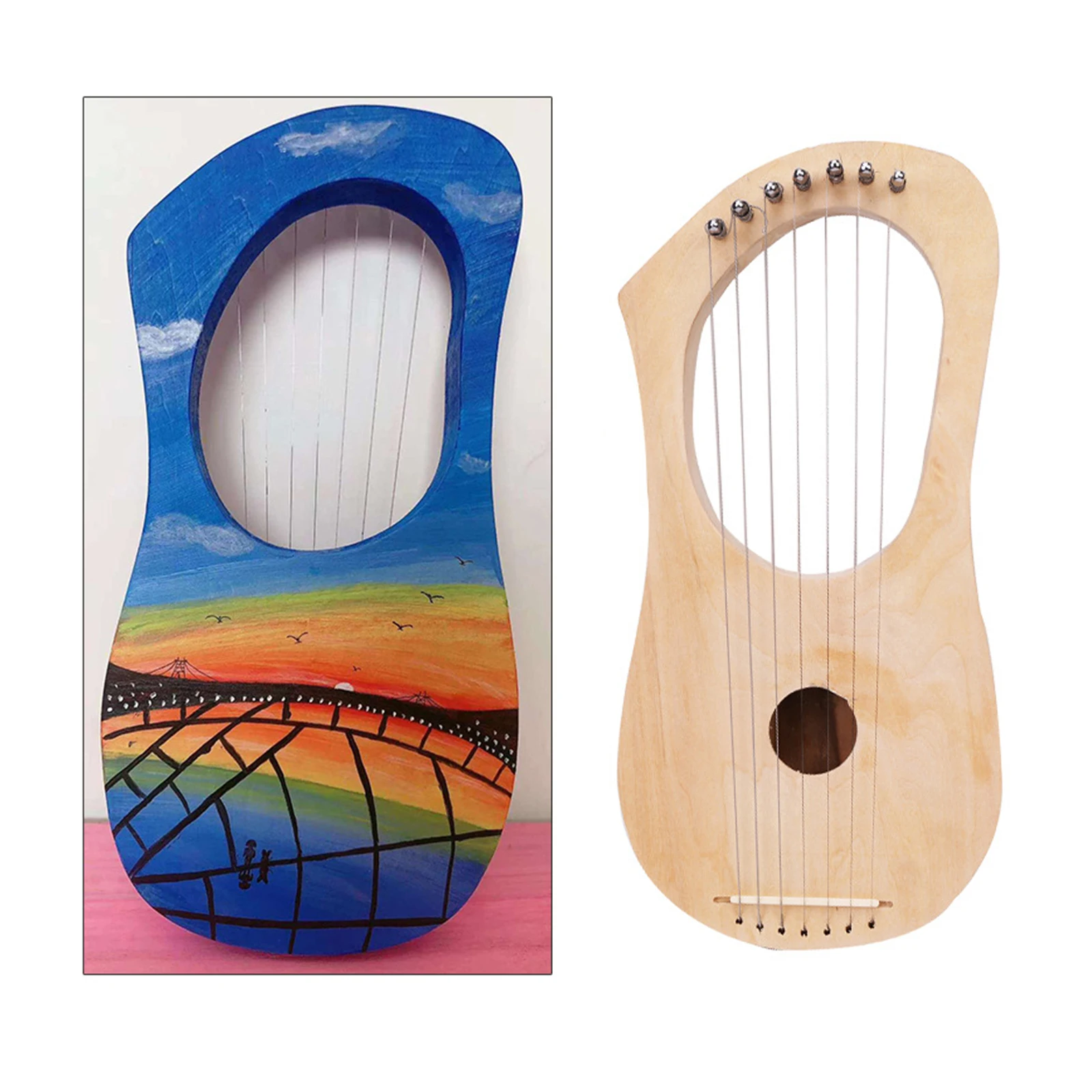 7 String Harp Ancient Style Sturdy Harp Making Material DIY set Lyres Wood String Instrument Access for Beginner Kids Adults