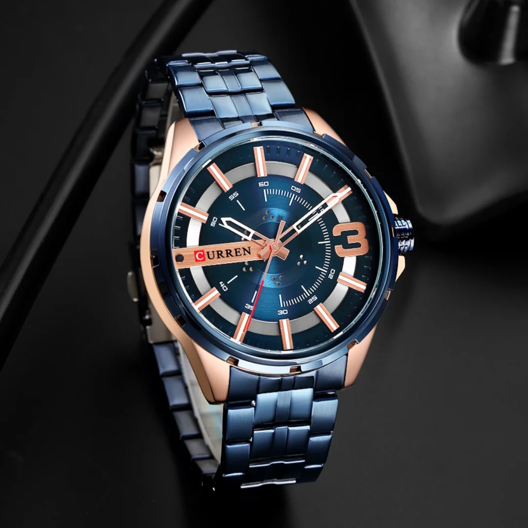 CURREN 8333 Fashion Men's Quartz Watch Waterproof Stainless Steel Strap Wristwatch Sports Casual Watches for Man reloj hombre