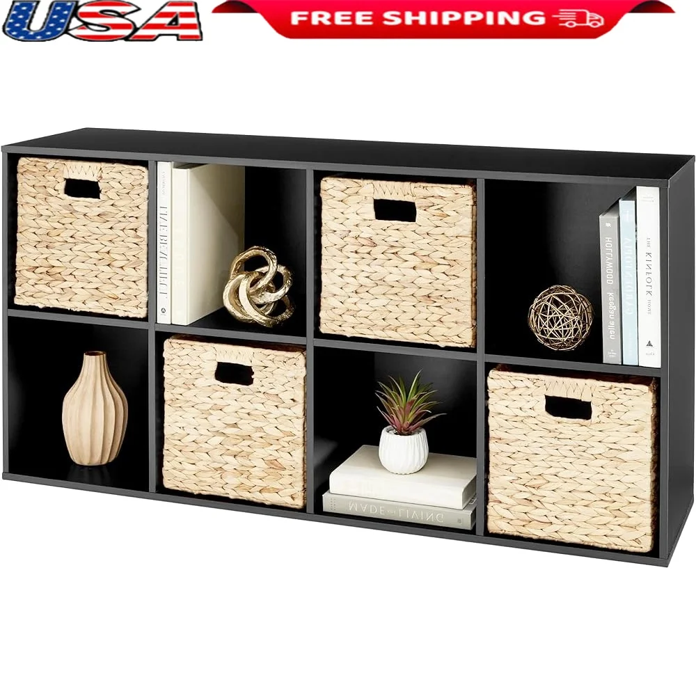 8-Cube Storage Organizer Shelf Customizable Display Shelf Sturdy Media Stand Easy Assembly Bookcase with Removable Back Panels